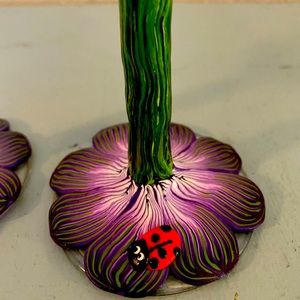 Artisan handmade ladybug wine glasses, polymer clay Artist Daria Petch